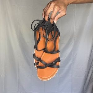 Black Zip-up Strappy Sandals